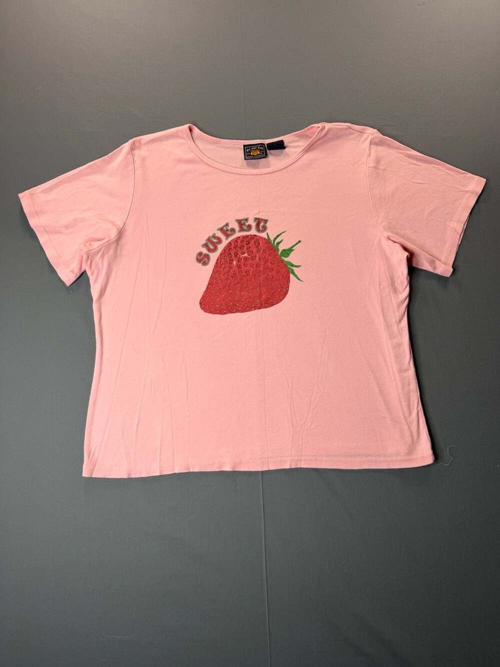 Route 66 Y2K Sweet Strawberry Pink Short Sleeve Graphic T-Shirt Women's 1X